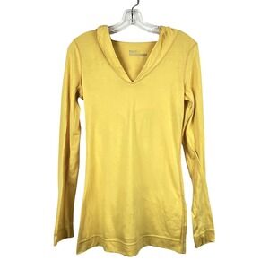 Y2K Mossimo Supply Co Hooded V Neck Long Sleeve Top Yellow Grunge Fairycore M